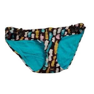 Diane Von Furstenburg Swim Side Logo Hardware Print Bikini Bottom Fits Sz XS